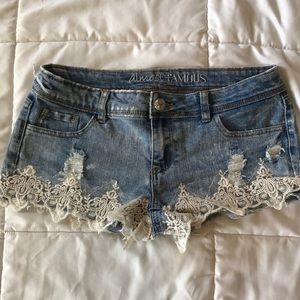 Almost Famous jean shorts with lace detail